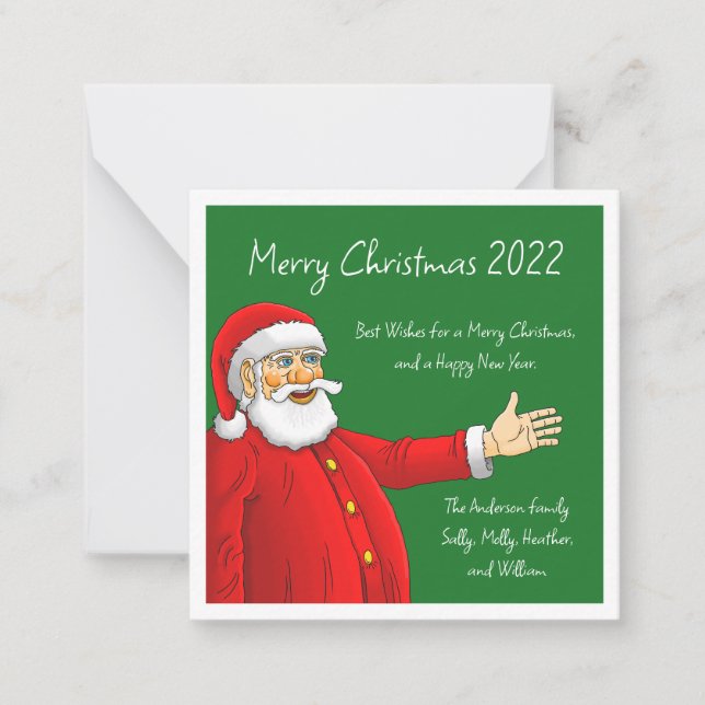 Cartão De Notas Papai Noel Alegre (Frente)