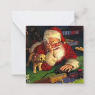 Cartão De Notas Papai Noel Com Cachorrinho Férias Natal