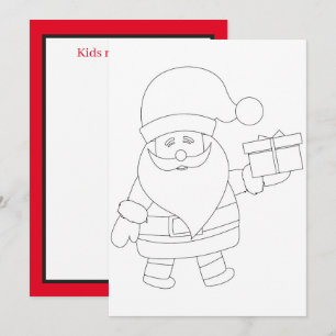 Cartão De Notas Papai Noel Natal unissex crianças colorir adiciona