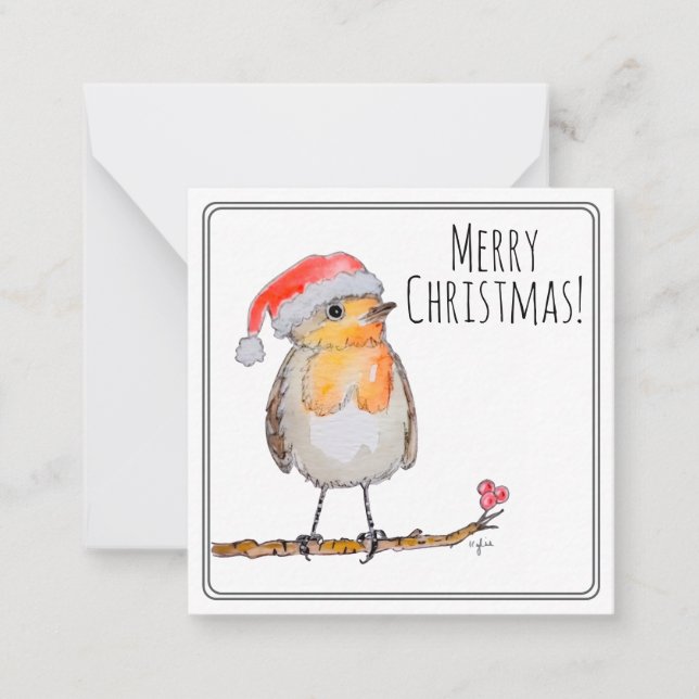 Cartão De Notas Papai Noel Robin (Frente)