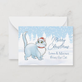 Cartão De Notas Papais noeis Gato no Natal da Maravilha de inverno