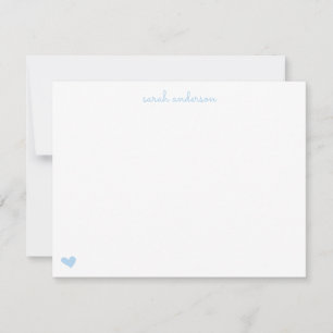 Cartão De Notas Papel de Carta Azul Claro Cardíaco Personalizado