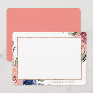 Cartão De Notas Papel de Carta Azul Cor-de-Rosa Personalizado N