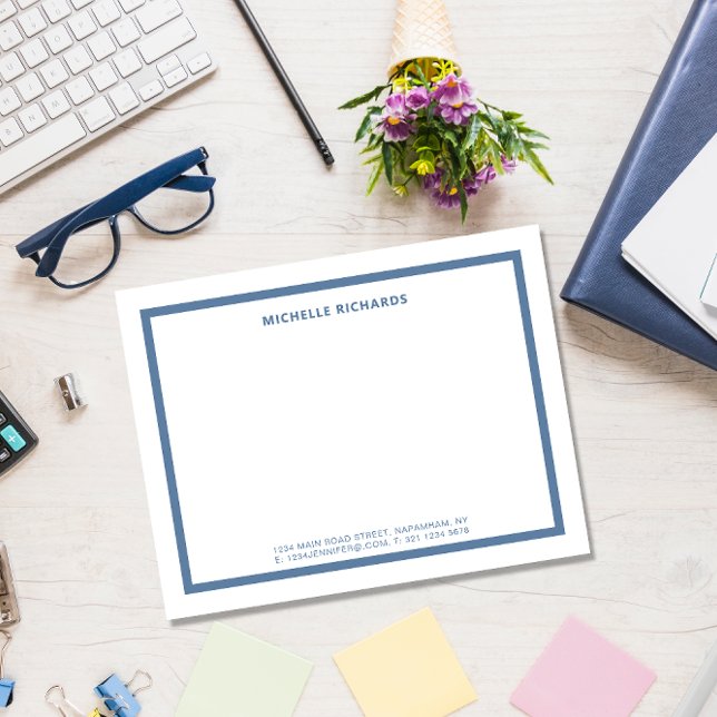 Cartão De Notas Papel de Carta Azul-Dusty Profissional Clássico (Criador carregado)