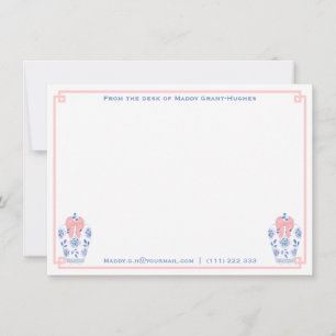 Cartão De Notas Papel De Carta Azul, Rosa, Feminino, Com Nome