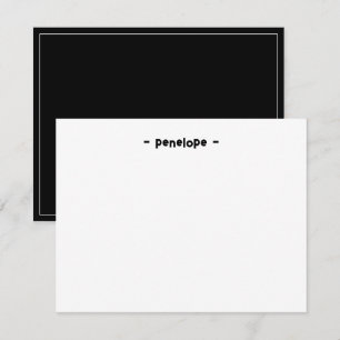 Cartão De Notas Papel de carta branco e preto personalizado minima