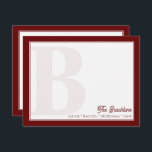 Cartão De Notas Papel de Carta da Família Vermelha Escura Monogram<br><div class="desc">Este design apresenta um monograma esmaecido e em negrito no fundo e no espaço para um nome/texto na parte inferior. Clique no botão personalizar se quiser ajustar os elementos de design e/ou modificar o texto! Variações deste design, cores adicionais, além de coordenar produtos estão disponíveis em nosso compro, zazzle.com/store/doodlelulu. Entre...</div>