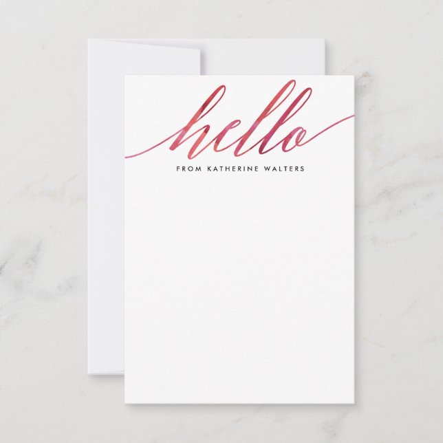 Cartão De Notas Papel de Carta de Caligrafia Moderna e Rosa (Frente)