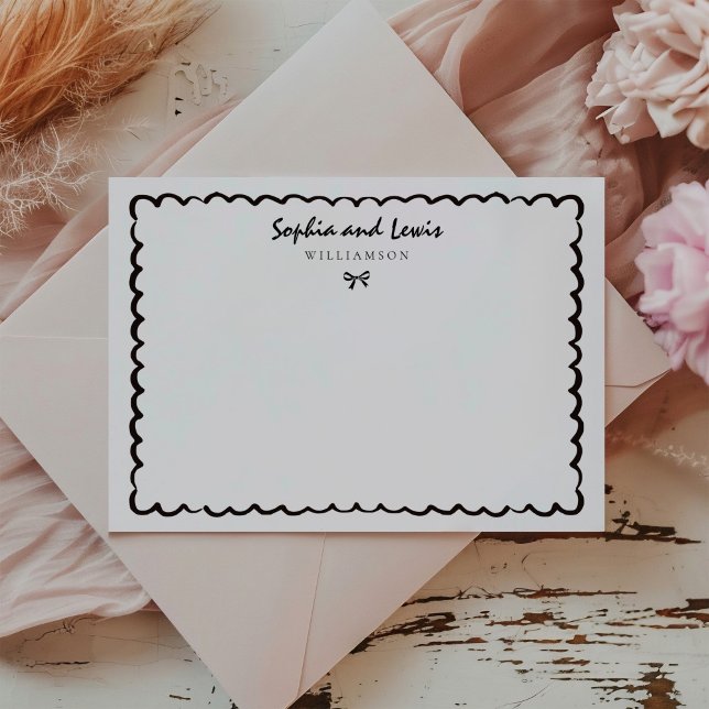 Cartão De Notas Papel de carta de Casal desenhado à mão moderna (Criador carregado)