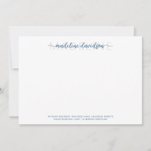 Cartão De Notas Papel de Carta Marinho Azul Simples Girly Light