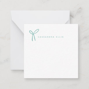 Cartão De Notas Papel de Carta para Arco de Fita Girly Aqua