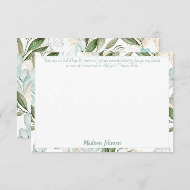 Cartão De Notas Papel de Carta Personalizada Eucalyptus (Frente/Verso)