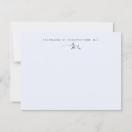 Cartão De Notas Papel de Carta Personalizado Azul Verde Elegante