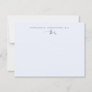 Cartão De Notas Papel de Carta Personalizado Azul Verde Elegante