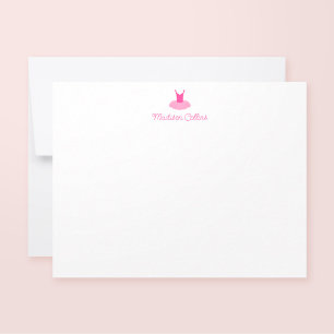 Cartão De Notas Papel de Carta Personalizado das Raparigas Tutu Ro