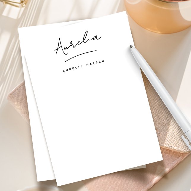 Cartão De Notas Papel de Carta Personalizado de Assinatura Elegant (Criador carregado)