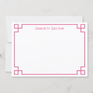 Cartão De Notas Papel de Carta Personalizado de Borda-Chave Grega 