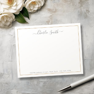 Cartão De Notas Papel de carta personalizado de borda dourada de s
