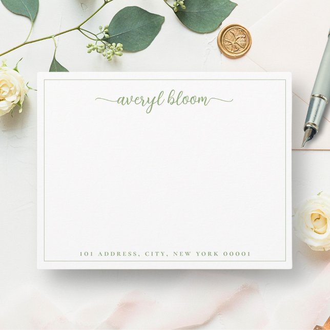 Cartão De Notas Papel de Carta Personalizado de Borda Verde de Scr (Criador carregado)