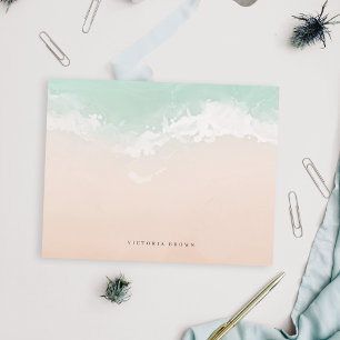 Cartão De Notas Papel de carta personalizado de onda abstrato eleg