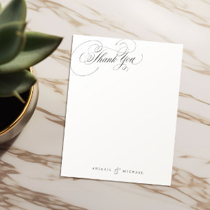 Cartão De Notas Papel de Carta personalizado de script clássico l