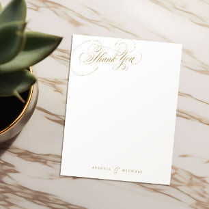 Cartão De Notas Papel de Carta personalizado de script clássico l
