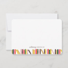 Cartão De Notas Papel de Carta Personalizado do Bookworm