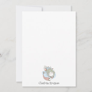 Cartão De Notas Papel de Carta Personalizado do Watercolor Mermaid