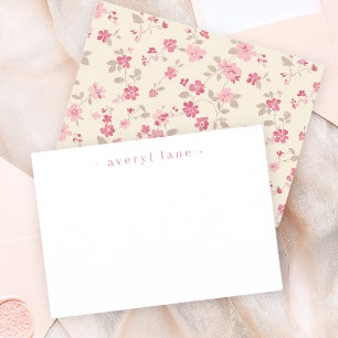 Cartão De Notas Papel de Carta Personalizado Elegante Boho Wildflo