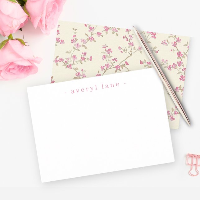 Cartão De Notas Papel de Carta Personalizado Elegante Boho Wildflo (Criador carregado)