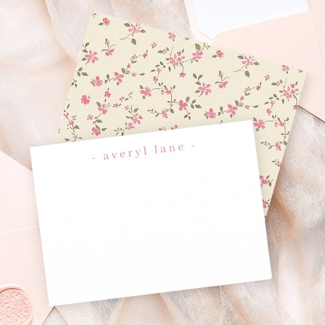 Cartão De Notas Papel de Carta Personalizado Elegante Boho Wildflo (Criador carregado)