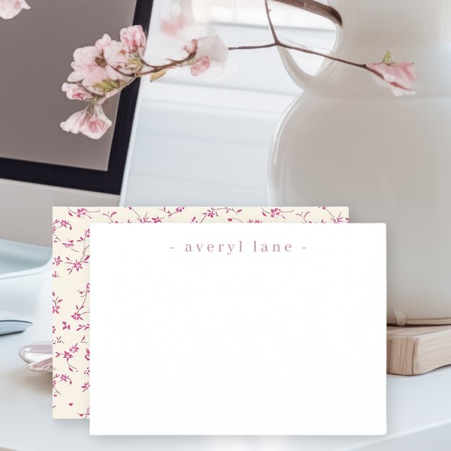 Cartão De Notas Papel de Carta Personalizado Elegante Boho Wildflo (Criador carregado)