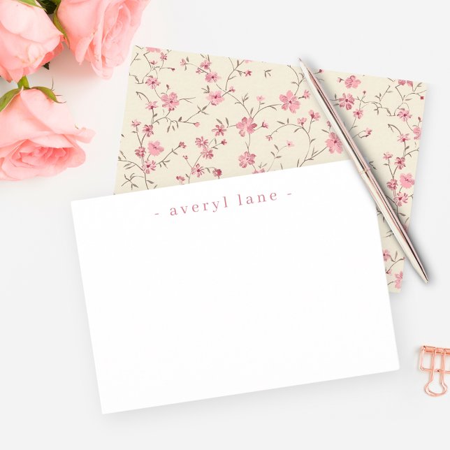 Cartão De Notas Papel de Carta Personalizado Elegante Boho Wildflo (Criador carregado)