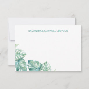Cartão De Notas Papel de Carta Personalizado em Verde Tropical