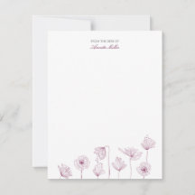Papel de carta personalizado Floral Borgonha