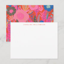 Papel de Carta Personalizado Floral de Boho Vermel