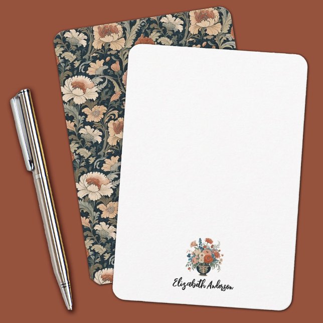 Cartão De Notas Papel de Carta Personalizado Floral Elegante (Elegant personalized floral stationery. Perfect for thank you cards or any occasion)