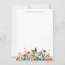 Papel de Carta Personalizado Floral para Jardim Co