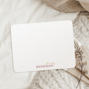 Cartão De Notas Papel de carta personalizado minimalista no outono