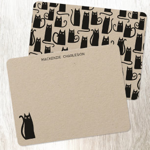 Cartão De Notas Papel de Carta Personalizado para Cat Preta