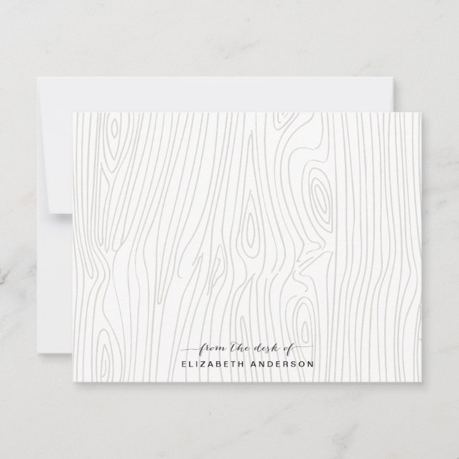 Cartão De Notas Papel de Carta Personalizado para Grãos de Madeira (Frente)