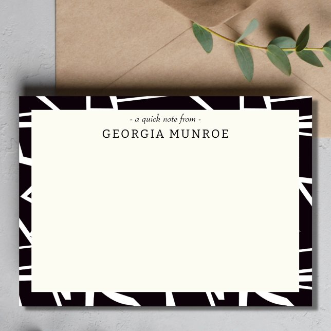 Cartão De Notas Papel de Carta Personalizado Preto-abstrato (Criador carregado)
