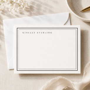 Cartão De Notas Papel de Carta Personalizado Preto Marfim com Bord