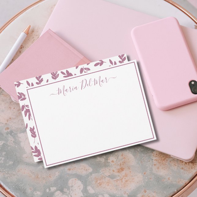 Cartão De Notas Papel de Carta Personalizado, Rosa de pó de Botâni (Criador carregado)