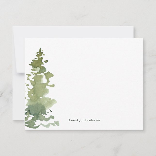 Cartão De Notas Papel de Carta Personalizado Rustic Evergreen (Frente)