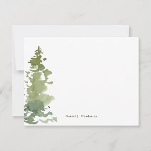 Cartão De Notas Papel de Carta Personalizado Rustic Evergreen