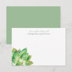 Cartão De Notas Papel de Carta Personalizado Tropical Suculenta