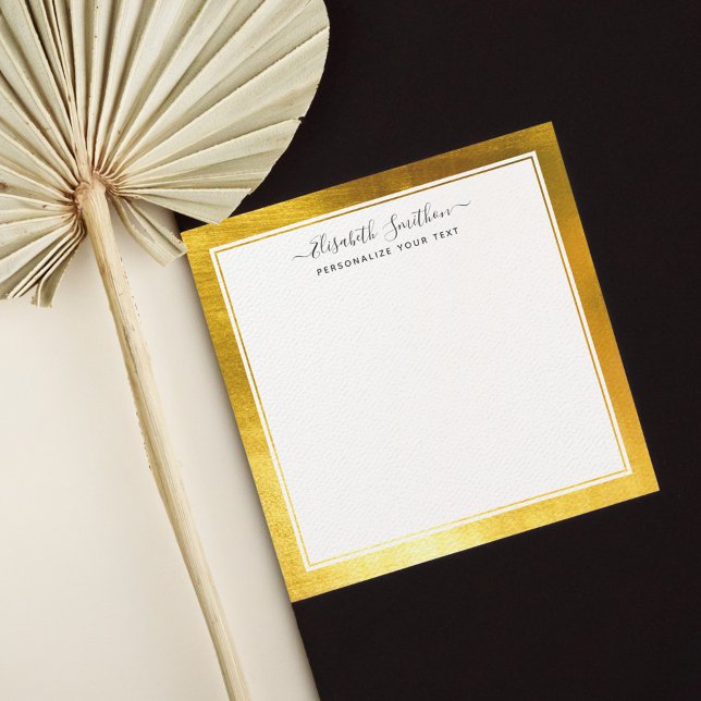Cartão De Notas Papel de carta pessoal Dourado Mínimo Branco Simpl (Criador carregado)