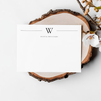 Cartão De Notas Papel de Carta Simples Moderno Monograma