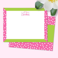 Papel de Carta Verde Cor-de-rosa e Bolinhas cor-de
